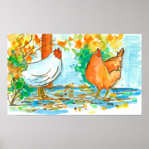 Chickens Friends Hens Birds Farm Animal Poster