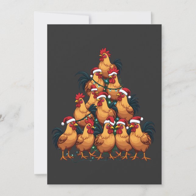 Chickens Julgran God jul Funny Julafton Inbjudningar (Framsida)