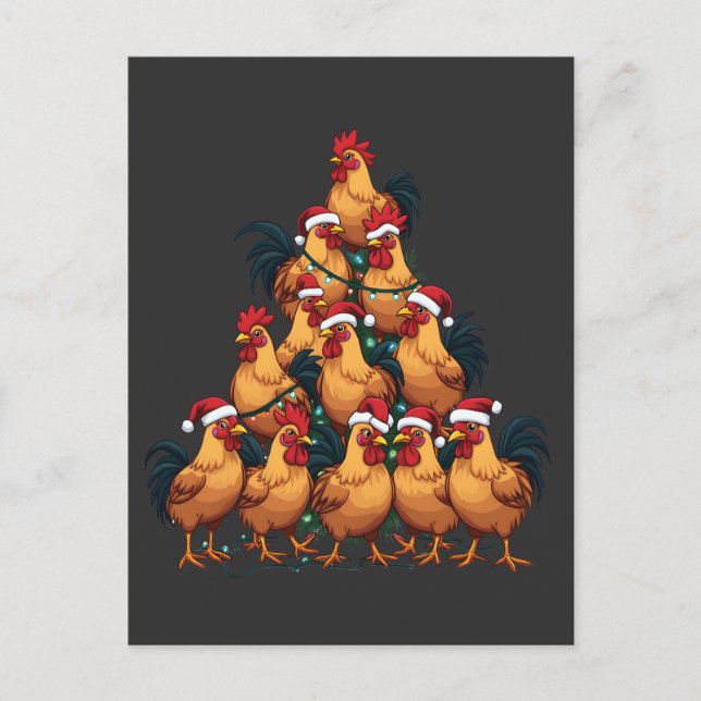 Chickens Julgran God jul Funny Julafton Meddelande Vykort (Framsida)