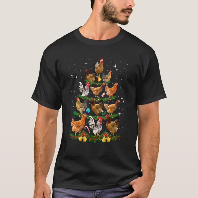 Chickens Julgran Ornament Decor T Shirt (Framsida)