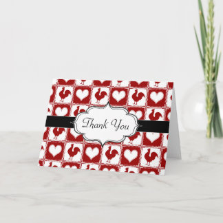 Chickens och Hearts Tupp Mönster Tack Kort