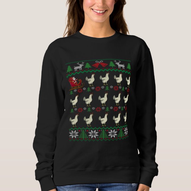 Chickens pull Santa s sleigh Chicken T Shirt (Framsida)