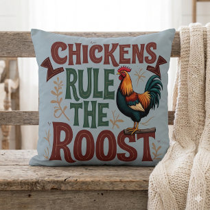 Chickens Regel Roost Rustic Farm Illustration Kudde