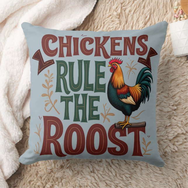 Chickens Regel Roost Rustic Farm Illustration Kudde (Filt)