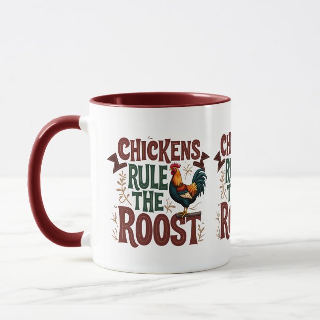 Chickens Regel Roost Rustic Farm Illustration Mugg (Vänster)