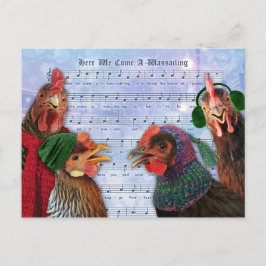 Chickens Singing jul Sång Vykort