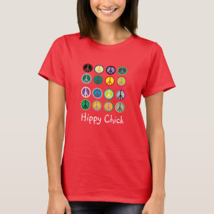 chickens slogan för fredstecken 60 s färgstarkt t shirt