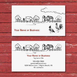 Chickens Tupp och Hen Charming Land Farm Visitkort