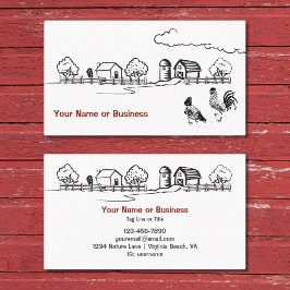 Chickens Tupp och Hen Charming Land Farm Visitkort