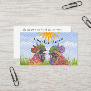 Chickens Tupp och Hen Land Farm Visitkort