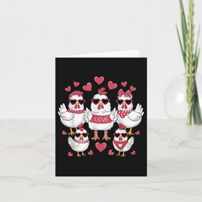 Chickens Valentines day Kärlek Valentine Cute Hear Kort (Framsida)