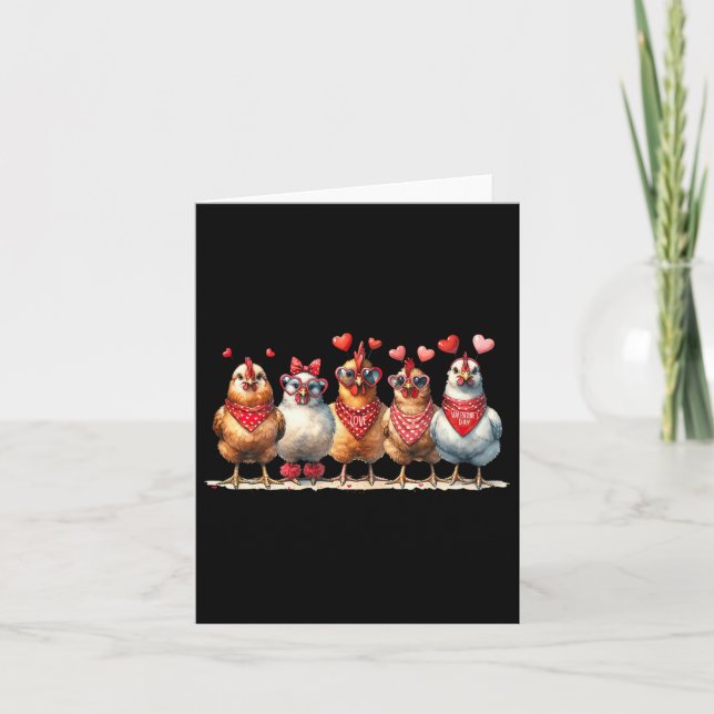 Chickens Valentines day Kärlek Valentine Cute Hear Kort (Framsida)