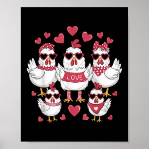 Chickens Valentines day Kärlek Valentine Cute Hear Poster