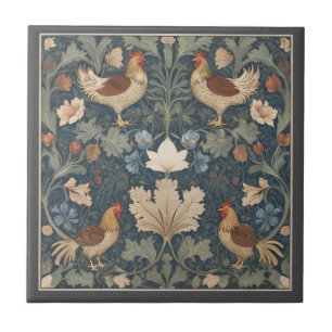 Chickens William Morris stil Vintage Chicken Kakelplatta