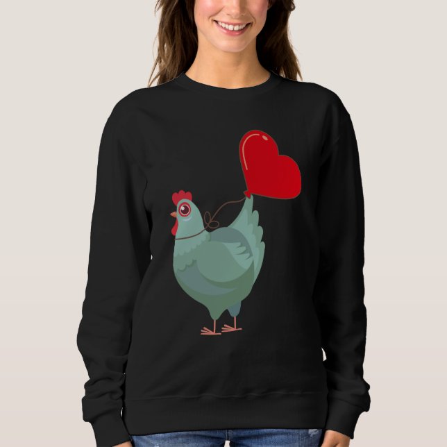 Chickens With Heart Balloon Valentines Day Love Bo T Shirt (Framsida)