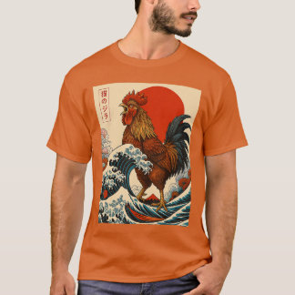 Chickenzilla Kyckling Japansk Konst Gåvor för Män  T Shirt