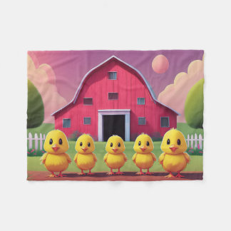 Chicks in Barnyard Happy Spring  Fleecefilt