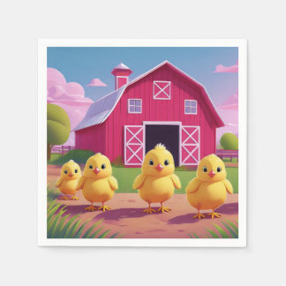 Chicks in Barnyard Happy Spring  Pappersservett