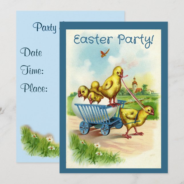 Chicky Wagon Påsk Party bjudan Inbjudningar (Fram/baksida)