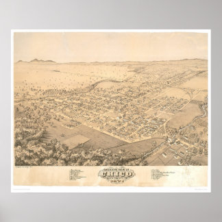 Chico, CA. Panoramisk Karta 1871 (0272A) Poster