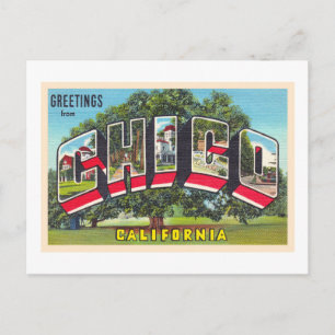 Chico California CA Vintage Large Brev Postcard Vykort