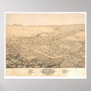 Chico panorama- karta 1871 (0272A) för CA. Poster
