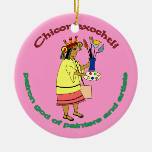 Chicomexochtli - målare beskyddaregud julgransprydnad keramik