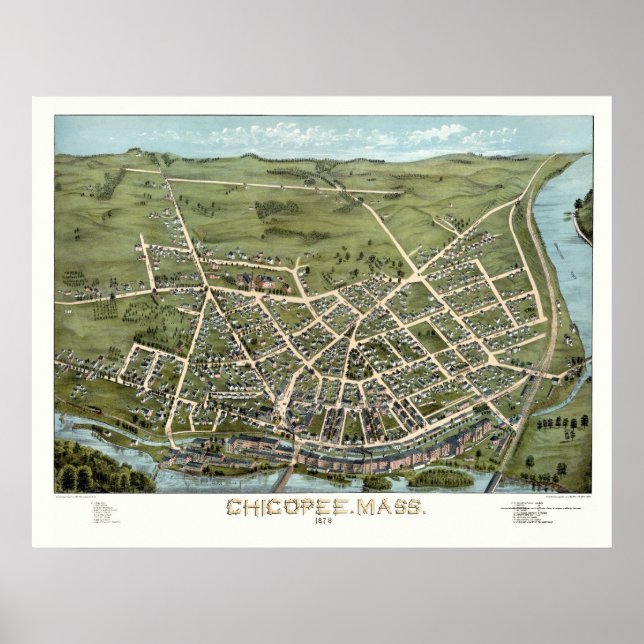 Chicopee, MORSA Panoramic Karta - 1878 Poster (Framsidan)