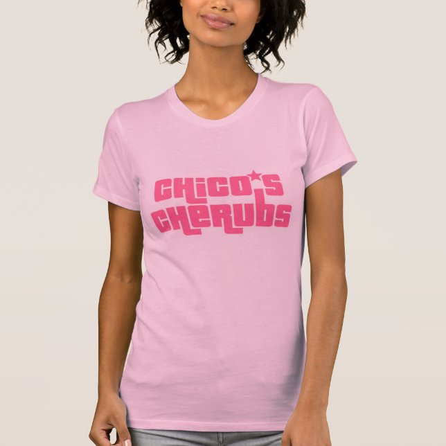 Chicos Cherubs Logotyp T-shirt-Rosa på rosa Tee (Framsida)