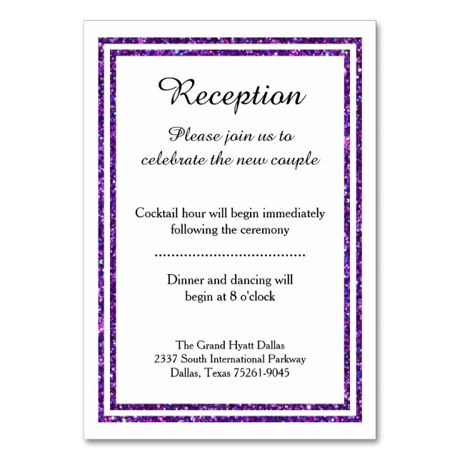 ChicPurple Fals Glitterkant-Reception Insats Kort (Framsidan)