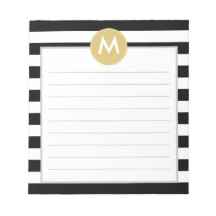 Chicsvarten görar randig monogramen vadderar anteckningsblock