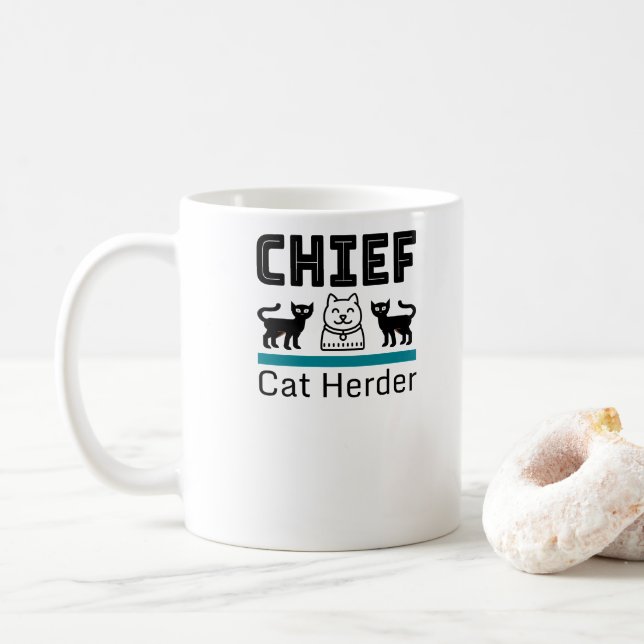 Chief Cat Herder Funny Kaffemugg (Med munk)