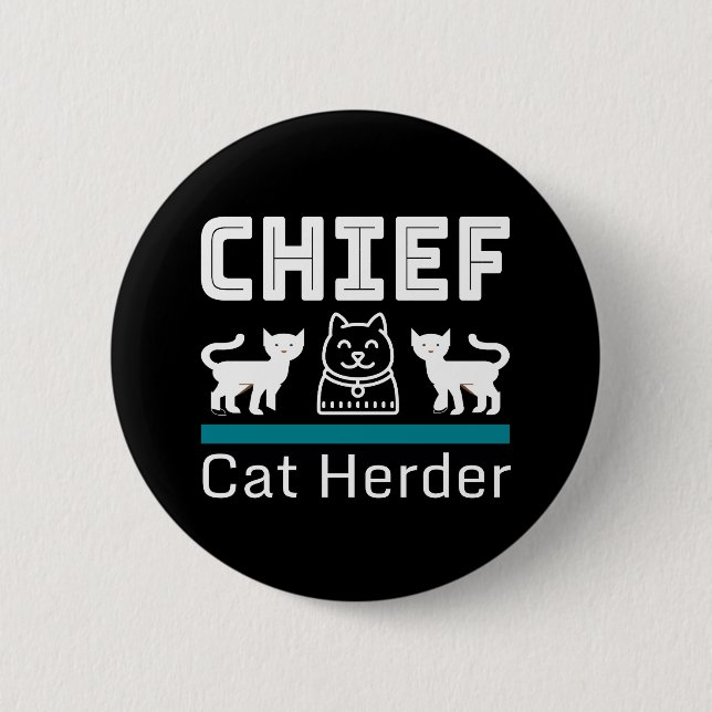 Chief Cat Herder Funny Knapp (Framsida)