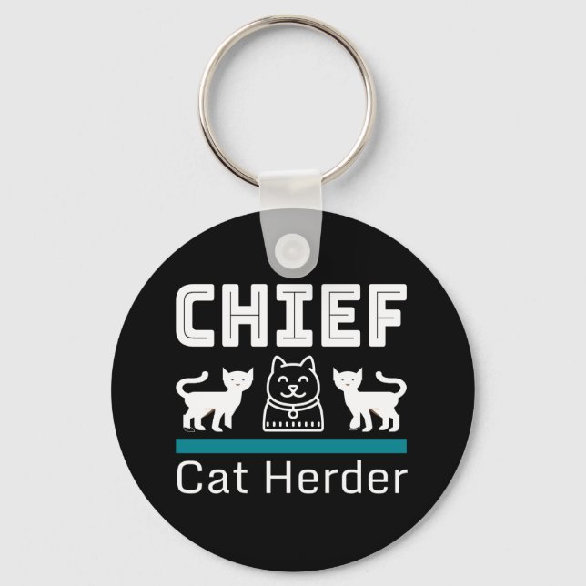 Chief Cat Herder Funny Nyckelring (Framsida)
