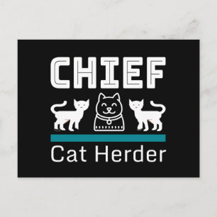 Chief Cat Herder Funny Vykort