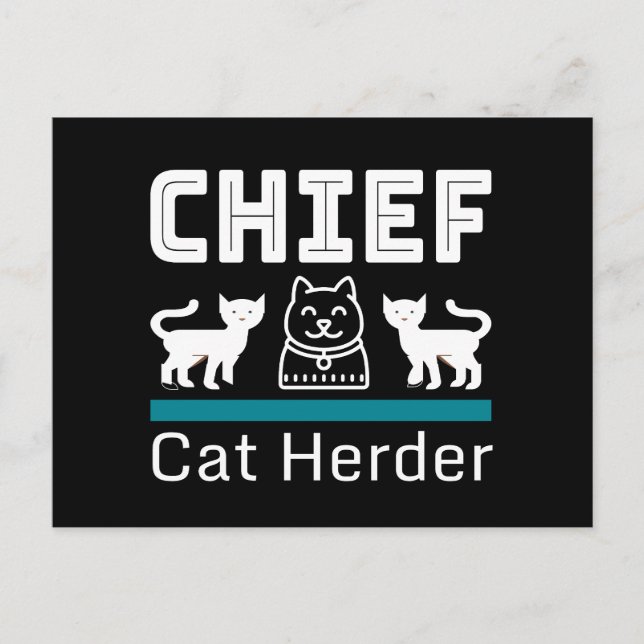 Chief Cat Herder Funny Vykort (Framsida)
