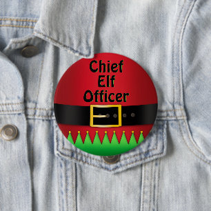 Chief Elf Officer jul Red Grönt Knapp