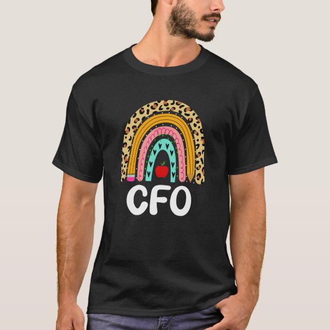 Chief Financial Officer Leopard Rainbow Finance Ba T Shirt (Framsida)