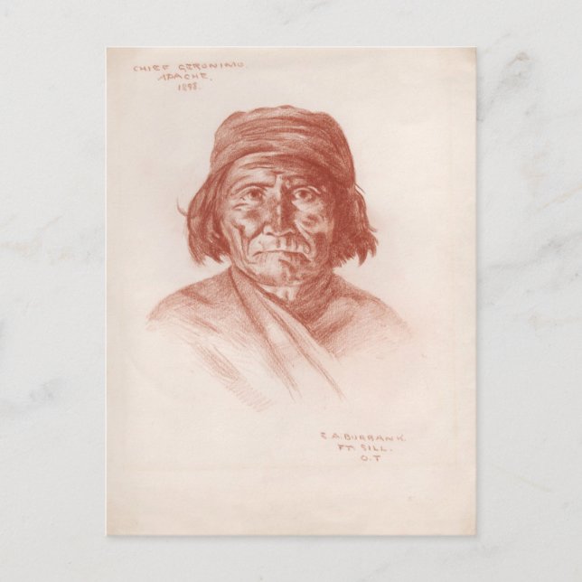 Chief Geronimo, Apache, 1898 Vykort (Framsida)