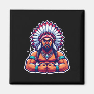 Chief Indian Flexing Muscles Fläkt Älskare Bodybui Magnet