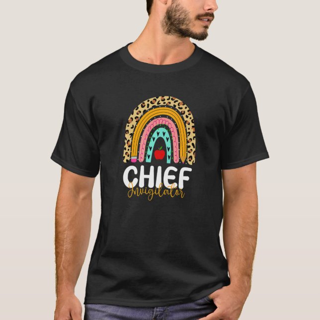 Chief Invigilator Leopard Rainbow Back to school C T Shirt (Framsida)
