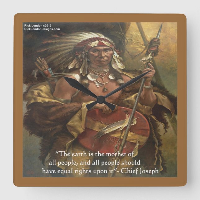 Chief Joseph Mor Earth Quote Wall Clock Fyrkantig Klocka (Framsida)