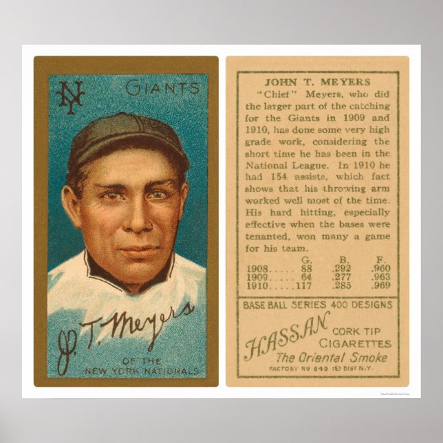 Chief Meyers Giants Baseball 1911 Poster (Framsidan)