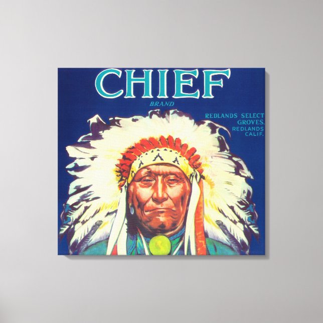 Chief Orange LabelRedlands, CA Canvastryck (Framsida)