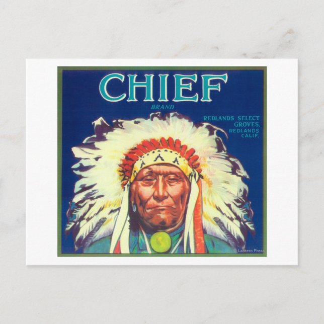 Chief Orange LabelRedlands, CA Vykort (Framsida)
