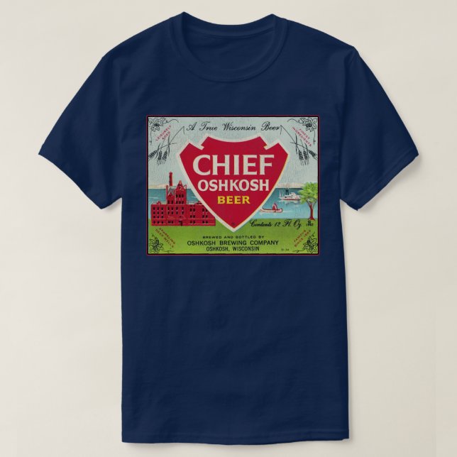 Chief Oshkosh Beer Retro Defunct Wisconsin Breweri T Shirt (Design framsida)