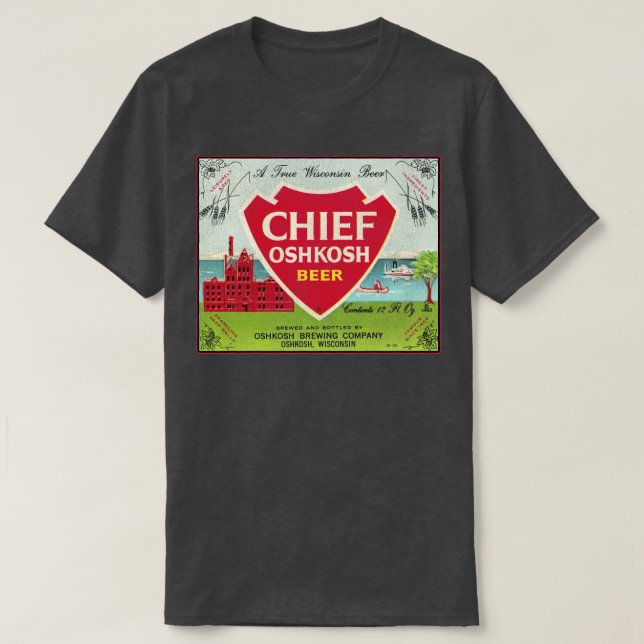 Chief Oshkosh Beer Retro Defunct Wisconsin Breweri T Shirt (Design framsida)