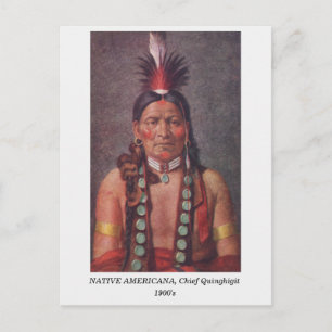 Chief Quinghigit, Native American 1900-talets vint Vykort