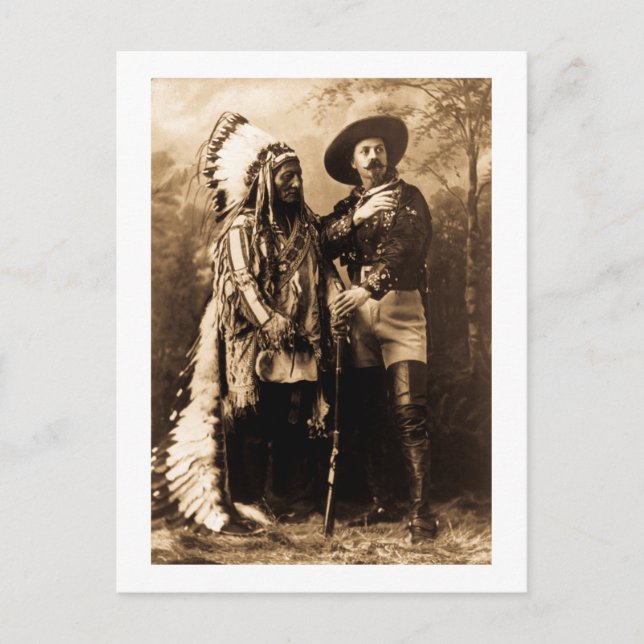 Chief Sitta Bull and Buffalo Bill 1895 Vykort (Framsida)