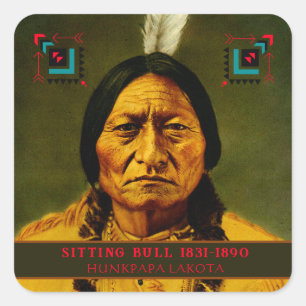 Chief Sitta Bull Tribal Native American Lakota Fyrkantigt Klistermärke